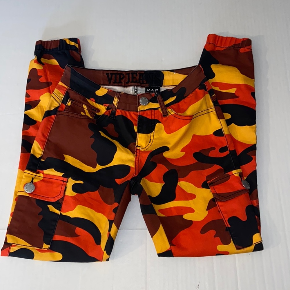 VIP Jeans Size 3 / 4 Bright Camouflage Skinny Cargo Jeans